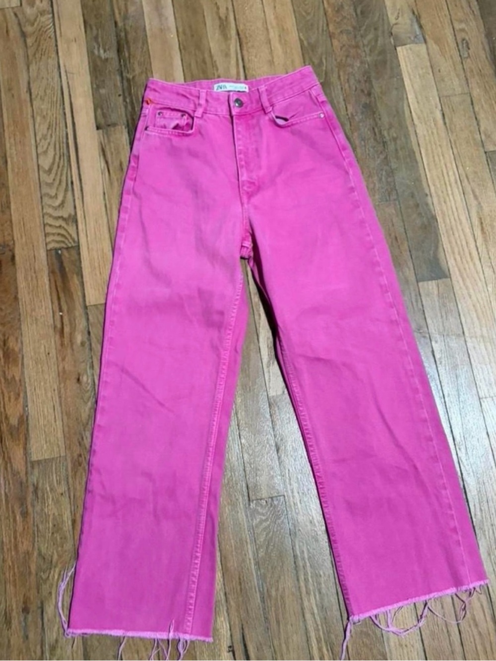 Zara Women’s High-Rise Pink Straight-Leg Jeans